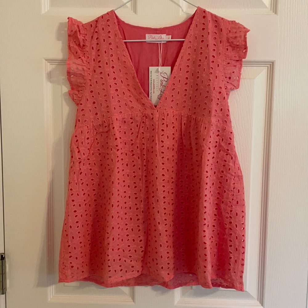 Loving Soul Eyelet Babydoll Pink Blouse